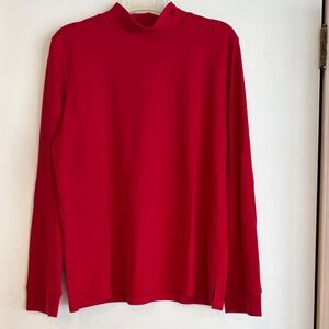 Womens Red Long-Sleeve Mock Turtleneck